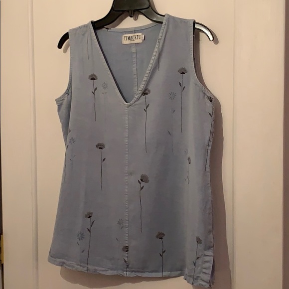 Timbuktu Sleeveless Top in Artsy Chambray Cloth. - Picture 1 of 9